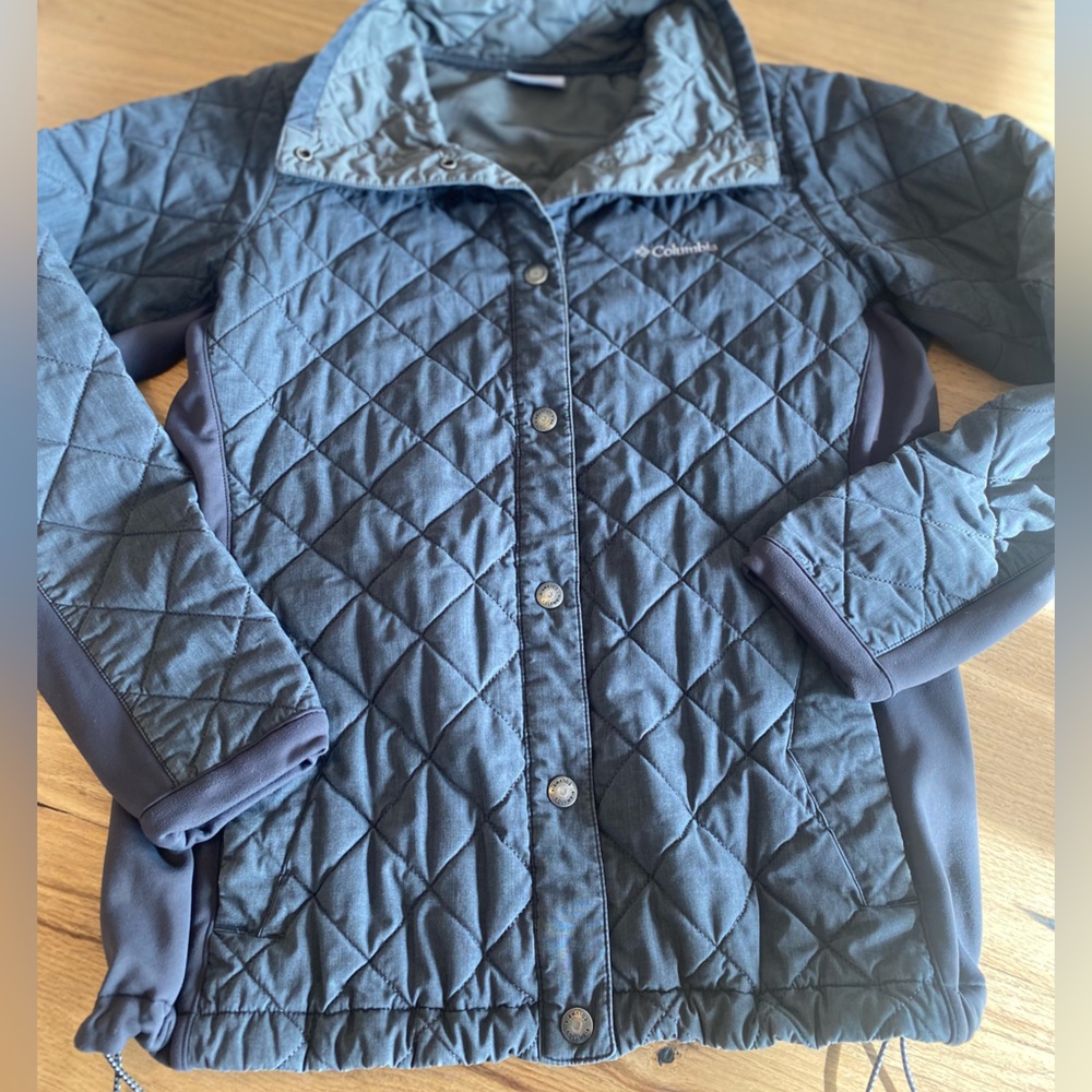 Columbia Quilted Cotton Snap Down Coat‎ Jacket Gray Women’s Medium Preloved